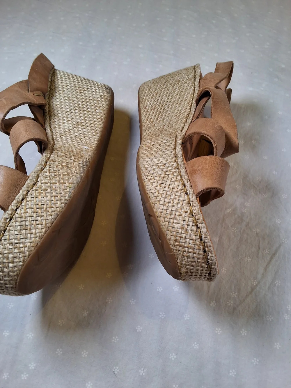 Born Women's Brown Leather Espadrille Wedge Sandals